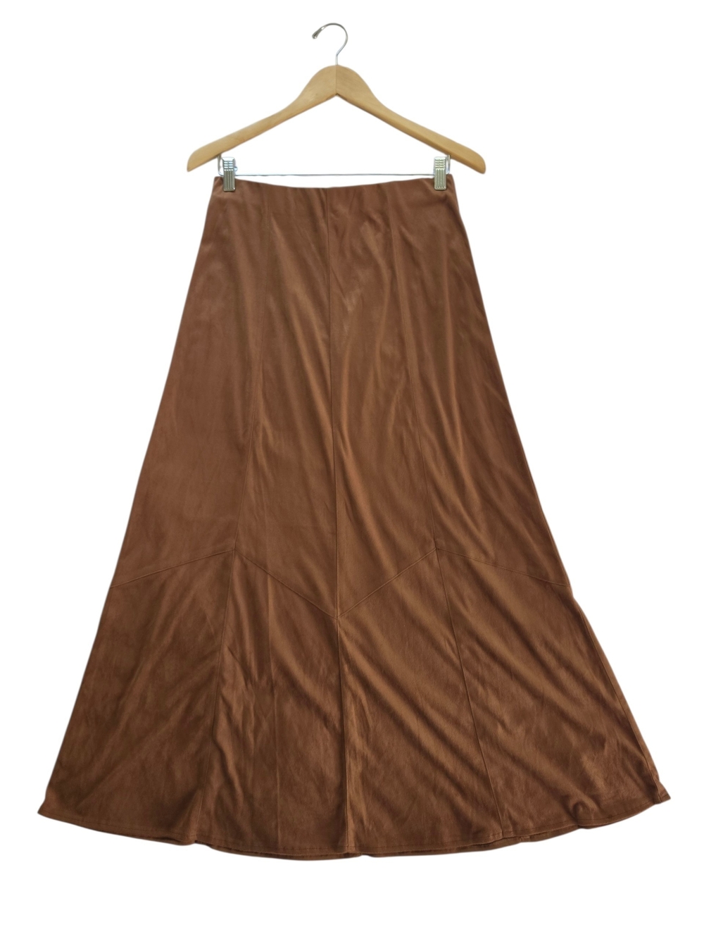 CAbi Brown Faux-suede  A-line Maxi Skirt